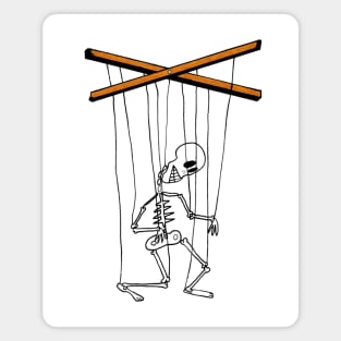 Skeleton Puppet Hanging from Strings with Wood Controls Magnet